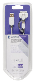 Konig USB 2.0 A Male naar USB 2.0 Micro Male;Apple Lightning;Apple 30-pin - 1 m - afbeelding 3