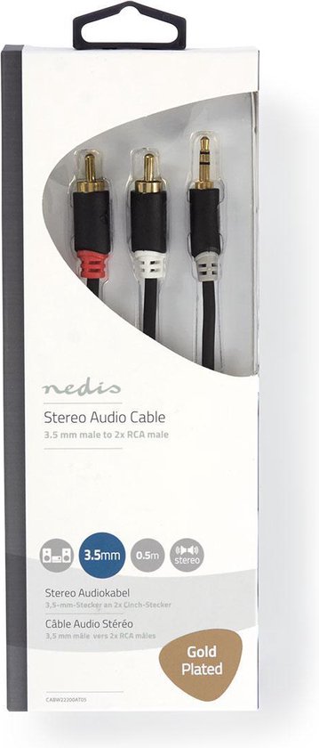 Nedis 3,5mm Jack - Tulp stereo audio kabel - zwart - meter - afbeelding 13