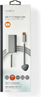 Nedis USB-C Adapter - USB 3.2 Gen 1 - USB-C Male - HDMI Output - 4K@60Hz - Power delivery - 2.00 m - Rond - Verguld - Gevlochten / Nylon - Zilver - Cover Window Box - afbeelding 4