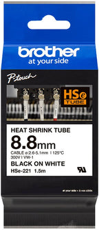 Brother HSe-221 Labeltape krimpkous Tapekleur: Wit Tekstkleur: Zwart 8.8 mm 1.5 m - afbeelding 3
