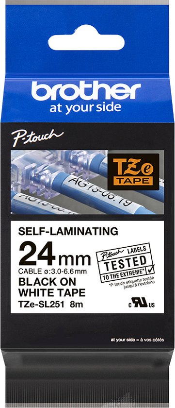 Brother TZe, TZ TZESL251 Tapekleur: Wit Tekstkleur:Zwart 24 mm 8 m - afbeelding 1