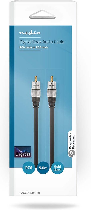 Nedis Digitale Audiokabel - RCA Male - RCA Male - Verguld - m - Rond - PVC - Antraciet - Doos - afbeelding 14