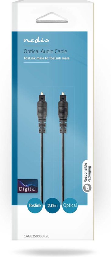 Nedis Optische Audiokabel - TosLink Male - TosLink Male - m - Rond - PVC - Zwart - afbeelding 36