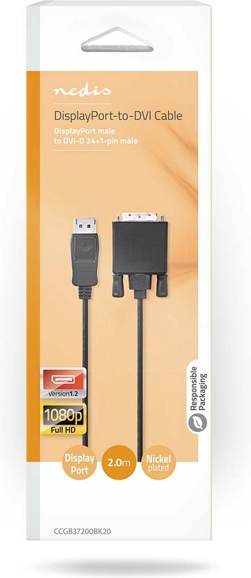 | DisplayPort Male | DVI-D 24+1-Pins Male | | | m | | | Zwart | - afbeelding 33