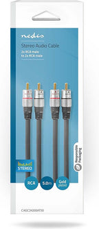 Stereo-Audiokabel | 2x RCA Male - 2x RCA Male | m | Antraciet - afbeelding 9