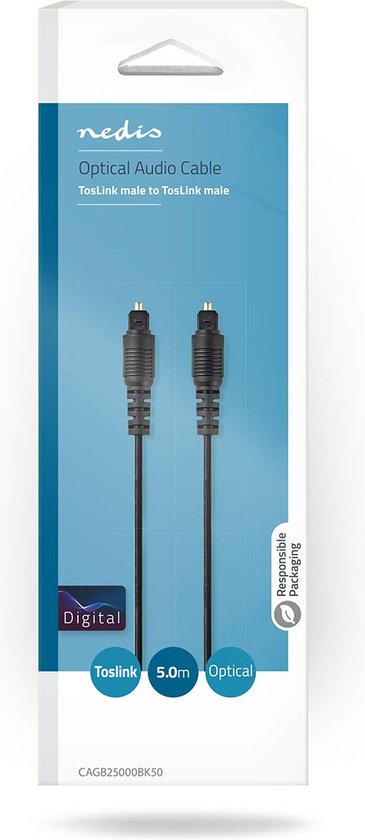 Nedis Optische Audiokabel - TosLink Male - TosLink Male - m - Rond - PVC - Zwart - afbeelding 4