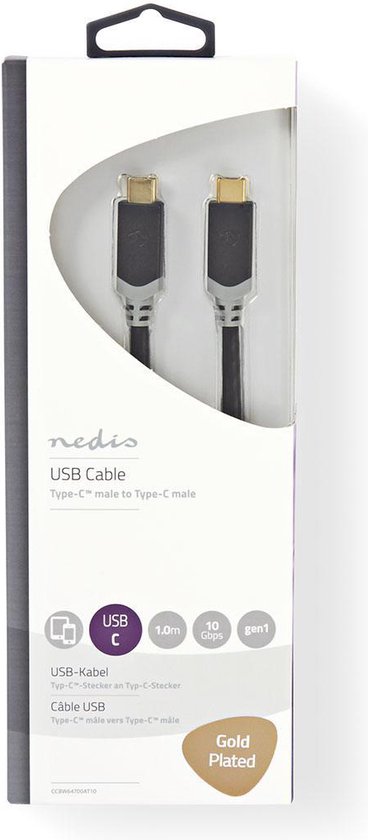 Nedis USB-C naar USB-C kabel - tot 20V/3A / zwart - 1 meter - afbeelding 11