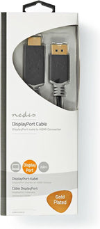 Nedis DisplayPort-Kabel - DisplayPort Male - HDMI Connector - 4K@60Hz - Verguld - 2.00 m - Rond - PVC - Antraciet - Window Box - afbeelding 3