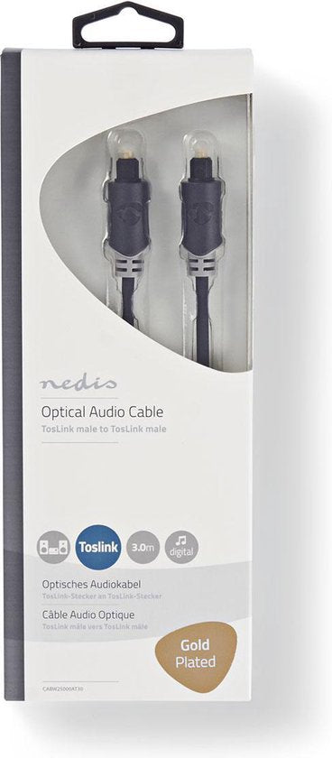 Nedis Optische Audiokabel - TosLink Male - TosLink Male - m - Rond - PVC - Antraciet - Doos - afbeelding 12