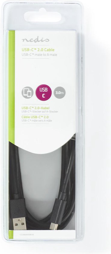 USB-Kabel - USB 2.0 - USB-A Male - USB-C Male - W - 480 Mbps - Vernikkeld - m - Rond - PVC - afbeelding 42