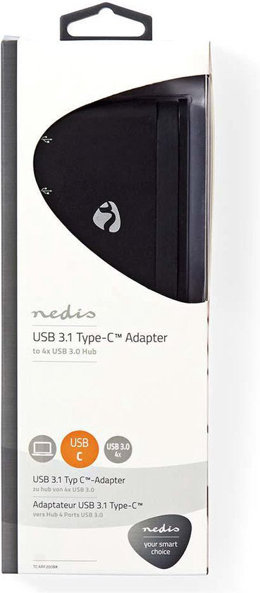 Nedis USB Multi-Port Adapter - USB 3.2 Gen 1 - USB-C Male - 4x USB-A - Rond - Vernikkeld - Zwart - Window Box met Euro Lock - afbeelding 9