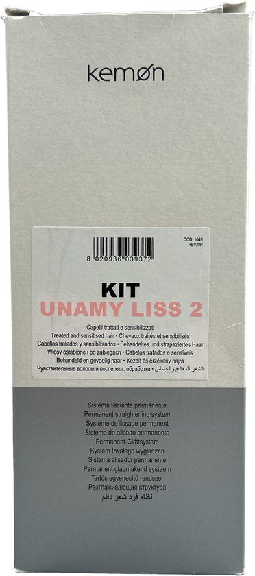 Kemon Kit Unamy Liss 2 Permanent Gladmakend Systeem voor behandeld en gevoelig haar - afbeelding 1