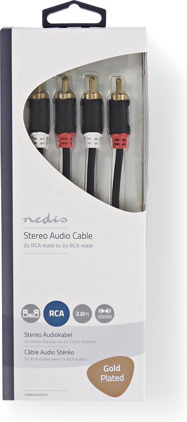 Nedis Stereo-Audiokabel - 2x RCA Male - 2x RCA Male - m - Rond - Doos - afbeelding 26