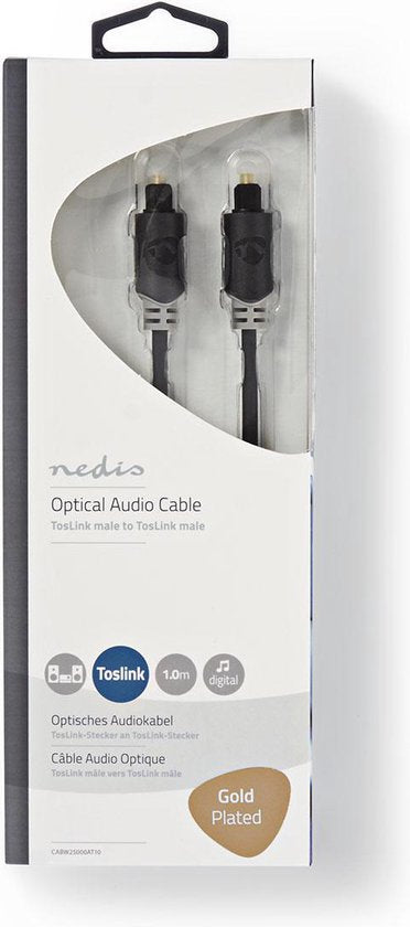 Nedis Optische Audiokabel - TosLink Male - TosLink Male - m - Rond - PVC - Antraciet - Doos - afbeelding 26