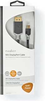 Nedis Mini DisplayPort-Kabel - DisplayPort 1.4 - Mini-DisplayPort Male - DisplayPort Male - 48 Gbps - Verguld - 2.00 m - Rond - PVC - Antraciet - Window Box - afbeelding 3