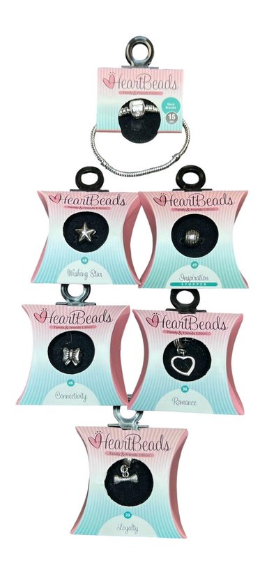 HeartBeads Kinder Armband Met 5 Bedels (4 Bedels en 1 Stopper) 15cm Metaal Zilver - afbeelding 1