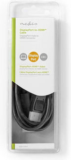 Nedis DisplayPort-Kabel - DisplayPort Male - HDMI Connector - 4K@30Hz - Vernikkeld - 2.00 m - Rond - PVC - Zwart - Doos - afbeelding 5
