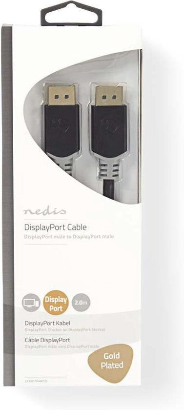 Nedis DisplayPort-Kabel - DisplayPort Male - DisplayPort Male - 4K@60Hz - Verguld - 2.00 m - Rond - PVC - Antraciet / Grijs - Doos - afbeelding 4