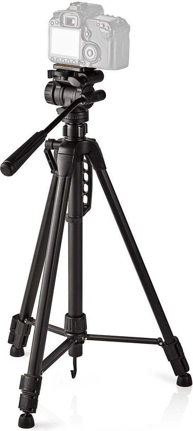 Nedis Statief - Maximaal draagvermogen: 3.0 kg - Minimale werkhoogte: 62.0 cm - Maximale werkhoogte: 158.5 cm - 3 Segmenten - Pan & Tilt - Inclusief reistas - Zelfnivellerende voeten - ABS / Aluminium - afbeelding 2