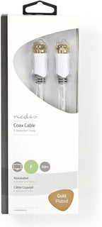 Nedis Satelliet- en Antennekabel - F-Male - F-Male - Verguld - 75 Ohm - Enkelvoudig Afgeschermd - 2.00 m - Rond - PVC - Wit - Doos - afbeelding 4