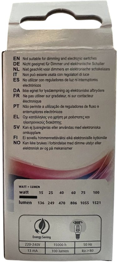 8 x Energetic E14 T25 1,1 W (14 W) Warm White (2200 k) Koelkast / Oven / Schakelbordlamp - afbeelding 2