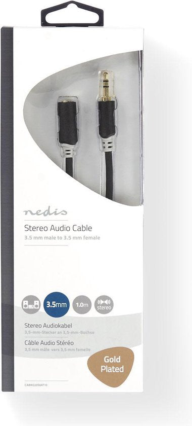 Nedis Stereo-Audiokabel - 3,5 Male - 3,5 Female - Verguld - m - Rond - Antraciet - Doos - afbeelding 15
