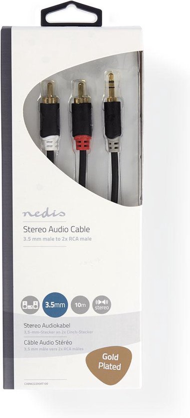 Nedis 3,5mm Jack - Tulp stereo audio kabel - zwart - meter - afbeelding 4
