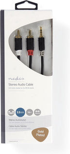 Nedis 3,5mm Jack - Tulp stereo audio kabel - zwart - meter - afbeelding 4