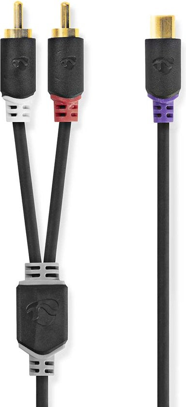 Nedis Stereo-Audiokabel - 2x RCA Male - RCA Female - Verguld - 0.20 m - Rond - Antraciet - Doos - afbeelding 7
