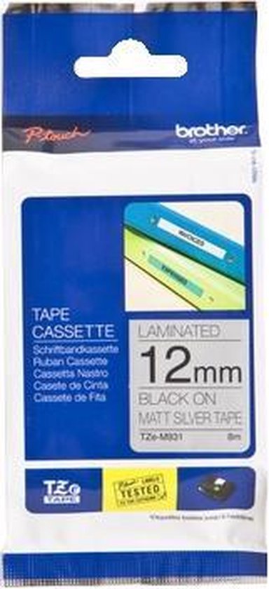 TZ-M931 12mm - black on silver mat - laminated (8m) - afbeelding 10