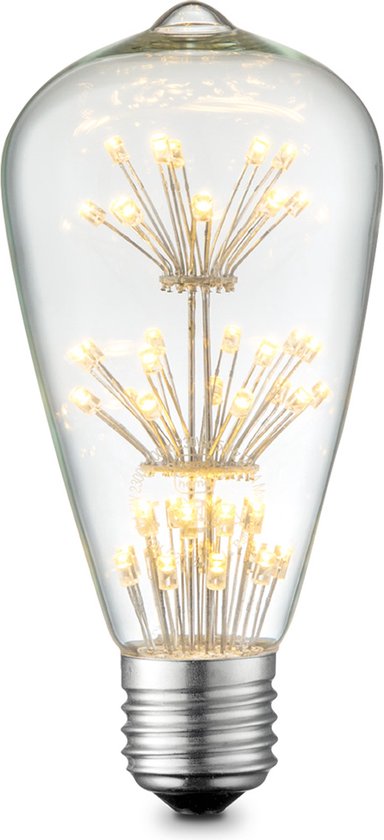 Home Sweet Home - Edison Vintage E27 LED filament lichtbron Drop - Helder - 6.4/6.4/13cm - ST64 Crystal - Retro LED lamp - 2W 95lm 2200K - warm wit - afbeelding 1