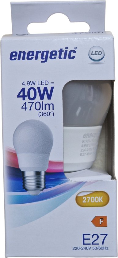 Energetic - LED Kogel - E27 - 4,9W - Mat - afbeelding 2