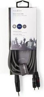 Nedis Stereo-Audiokabel - 3,5 mm Male - 2x RCA Male - Vernikkeld - 1.50 m - Rond - Donkergrijs - Kartonnen Sleeve - afbeelding 4