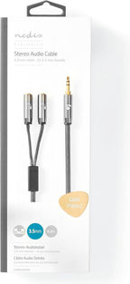 Nedis Stereo-Audiokabel - 3,5 mm Male - 2x 3,5 mm Female - Verguld - 0.20 m - Rond - Grijs / Gun Metal Grijs - Cover Window Box - afbeelding 10