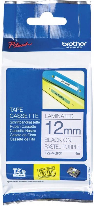 Labeltape pastel Brother TZe, TZ TZe-MQF31 Tapekleur: Pastellila Tekstkleur:Zwart 12 mm 4 m - afbeelding 6