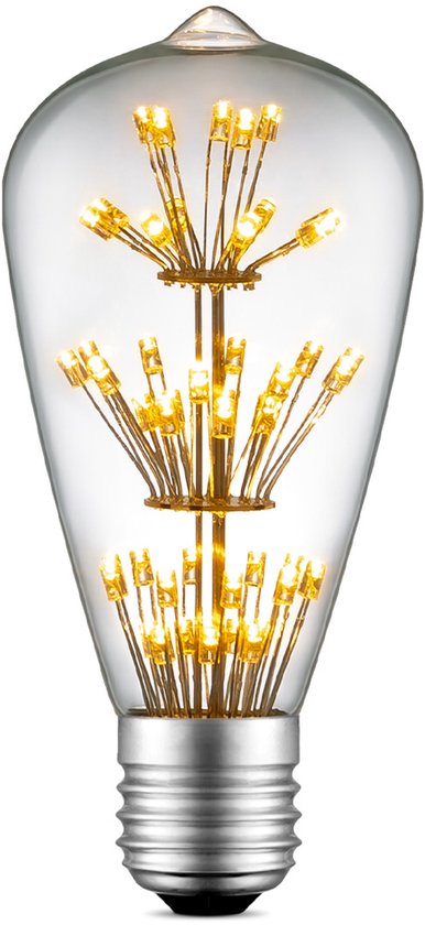 Home Sweet Home - Edison Vintage E27 LED filament lichtbron Drop - Helder - 6.4/6.4/13cm - ST64 Crystal - Retro LED lamp - 2W 95lm 2200K - warm wit - afbeelding 10