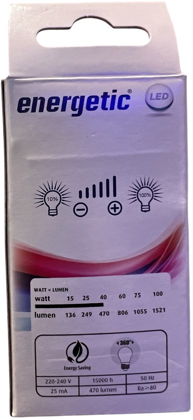 6 x Energetic LED Mini kogel Filament E27 4,2W 2700K 230V - Warm Wit - Dimbaar - afbeelding 2