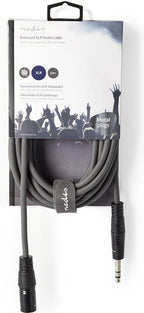 Nedis Gebalanceerde Audiokabel - XLR 3-Pins Male - 6,35 mm Male - Vernikkeld - 5.00 m - Rond - PVC - Donkergrijs - Kartonnen Sleeve - afbeelding 3
