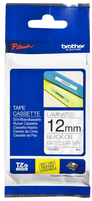 Labeltape mat Brother TZe, TZ TZe-M31 Tapekleur: Transparant (mat) Tekstkleur:Zwart 12 mm 8 m - afbeelding 7
