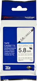 Labeltape krimpkous Brother Hse HSe-211 Tapekleur: Wit Tekstkleur:Zwart 5.8 mm 1.5 m - afbeelding 2