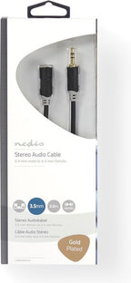 Nedis Stereo-Audiokabel - 3,5 Male - 3,5 Female - Verguld - m - Rond - Antraciet - Doos - afbeelding 3