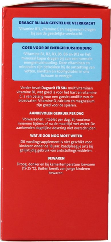 Dagravit Totaal 30 Vitaal 50+ Multivitaminen voordeelverpakking - Vitamine B1, B2, B3, B5, B6, B12 en koper dragen bij aan een goede energiehuishouding - 100 tabletten - afbeelding 21