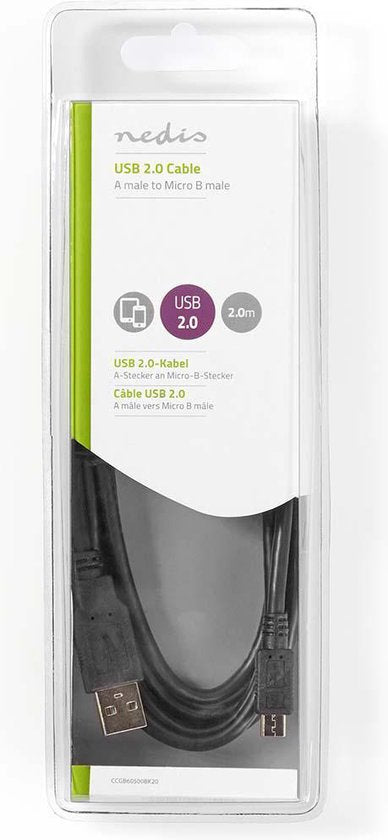 Nedis USB-kabel m 2.0 Micro-USB B Zwart - afbeelding 17