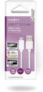 USB-Kabel - USB 2.0 - USB-A Male - USB-C Male - W - 480 Mbps - Vernikkeld - m - Rond - PVC - afbeelding 34