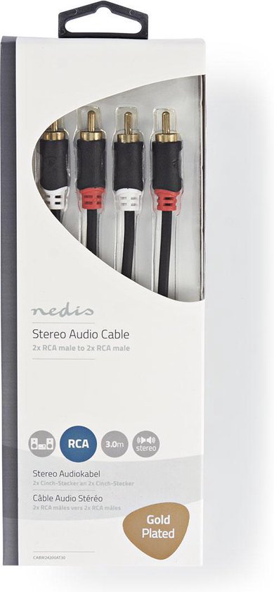 Nedis Stereo-Audiokabel - 2x RCA Male - 2x RCA Male - m - Rond - Doos - afbeelding 15