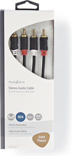 Nedis Stereo-Audiokabel - 2x RCA Male - 2x RCA Male - m - Rond - Doos - afbeelding 15