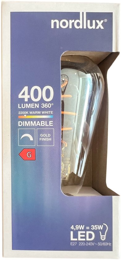 6x Nordlux - LED Edison ST64 - 4,9W - E27 - Goud Spiraal - afbeelding 3