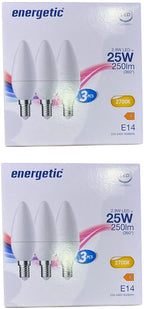 6 stuks (2x3) Energetic Kaars E14 Warm Wit (2700K) 2,9 W (25 W) - afbeelding 1