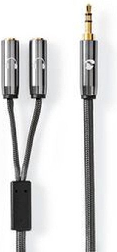 Nedis Stereo-Audiokabel - 3,5 mm Male - 2x 3,5 mm Female - Verguld - 0.20 m - Rond - Grijs / Gun Metal Grijs - Cover Window Box - afbeelding 14