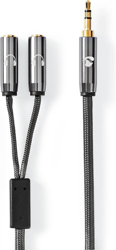 Nedis Stereo-Audiokabel - 3,5 mm Male - 2x 3,5 mm Female - Verguld - 0.20 m - Rond - Grijs / Gun Metal Grijs - Cover Window Box - afbeelding 9